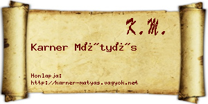 Karner Mátyás névjegykártya